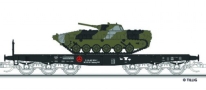 [Nákladní vozy] → [Nízkostěnné] → [6-osé plošinové] → 01676: černý s nákladem patinovaného BMP-1