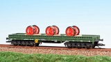 [Nákladní vozy] → [Nízkostěnné] → [6-osé nízkostěnné] → 20301: zelený s nákladem dvojkolí pro parní lokomotivy