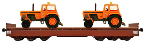 [Nákladní vozy] → [Nízkostěnné] → [6-osé nízkostěnné] → NW52051: nízkostěnný nákladní vůz červenohnědý s nákladem dvou traktorů ZT300