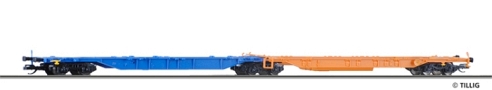[Nákladní vozy] → [Nízkostěnné] → [6-osé Kombiwaggon] → 18002: modrý-oranžový „Ökombi“