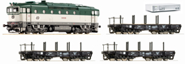[Soupravy] → [S lokomotivou] → 35012: set dieselové lokomotivy 750 a tří plošinových vozů Rlmmp