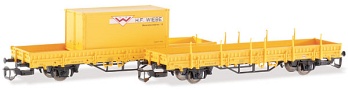 [Soupravy] → [Nákladní] → 500482: set dvou žlutých nákladních vozů KS ″WIEBE″