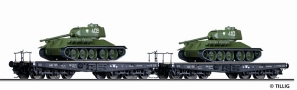 [Soupravy] → [Nákladní] → 01674: set dvou plošinových vozů s nákladem tanků  T34/85 „Militärtransport“