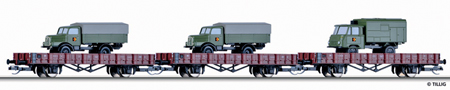[Soupravy] → [Nákladní] → 01711: set tří vozů s nákladními automobily „Militärtransport“