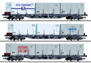 [Soupravy] → [Nákladní] → 501619: set devíti plošinových vozů s nákladem kontejnerů