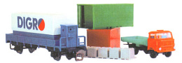 [Program ″Start″] → [Nákladní vozy] → 500879: modrý s brzdařskou budkou, kontejnery a nákladním automobilem IFA
