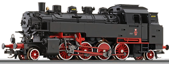 [Lokomotivy] → [Parní] → [BR 86] → 01210: parní lokomotiva černá, červená kola s bílými obručemi