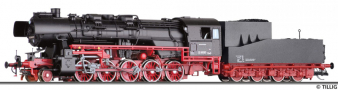 [Lokomotivy] → [Parní] → [BR 52] → 502366: parní lokomotiva černá s červeným pojezdem a s kouřovými plechy