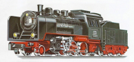 [Lokomotivy] → [Parní] → [BR 24] → 6110: parní lokomotiva černá s červeným pojezdem a s kouřovými plechy