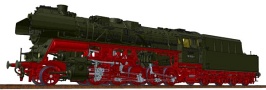 [Lokomotivy] → [Parní] → [BR 58] → 76100: parní lokomotiva černá s červeným pojezdem a kouřovými plechy