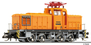 [Lokomotivy] → [Motorové] → [V 60] → 96116: dieselová lokomotiva oranžová s pantografem, černý rám a šedý pojezd