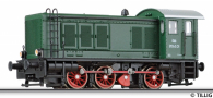 [Lokomotivy] → [Motorové] → [V 36] → 04632: dieselová lokomotiva zelená s šedou střechou a černým rámem a pojezdem, červená kola