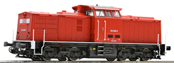 [Lokomotivy] → [Motorové] → [V 100] → 36330: dieselová lokomotiva červená s černým rámem a pojezdem