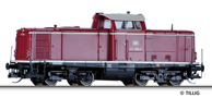 [Lokomotivy] → [Motorové] → [V 100] → 501596: dieselová lokomotiva červená se dvěma bílými linkami