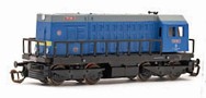 [Lokomotivy] → [Motorové] → [BR 107] → DD74: dieselová lokomotiva barevná kombinace modrá-šedá s černým pojezdem „Železárny a drátovny Bohumín“
