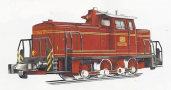 [Lokomotivy] → [Motorové] → [BR 365] → 6300: dieselová lokomoitva tmavě červená s černým rámem, červený pojezd
