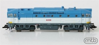 [Lokomotivy] → [Motorové] → [T478.3 „Brejlovec”] → TT750-031: dieselová lokomotiva bílá-světle modrá s výstražným pruhem, šedý rám a pojezd