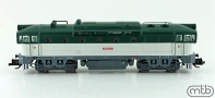 [Lokomotivy] → [Motorové] → [T478.3 „Brejlovec”] → TT750-043: dieselová lokomotiva zelená-bílá, šedý rám a pojezd