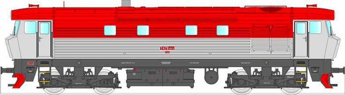 [Lokomotivy] → [Motorové] → [T478.1 „Bardotka”] → 33415: dieselová lokomotiva červená-světle šedá