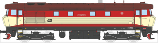 [Lokomotivy] → [Motorové] → [T478.1 „Bardotka”] → 33422: dieselová lokomotiva červená-slonová kost, hnědá střecha