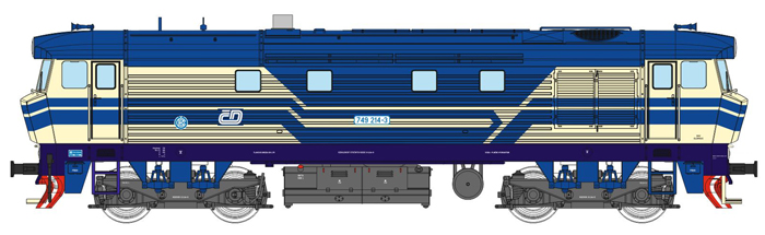 [Lokomotivy] → [Motorové] → [T478.1 „Bardotka”] → 33429: dieselová lokomotiva v barevném motivu modrá-slonová kost