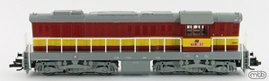 [Lokomotivy] → [Motorové] → [T669.0 (770)] → 771_166: dieselová lokomotiva červená s výstražným pruhem, šedá střecha, rám a pojezd
