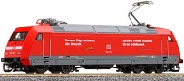 [Lokomotivy] → [Elektrické] → [BR 101] → 02306: elektrická lokomotiva červená s tmavěšedým rámem „Unsere Preise...“