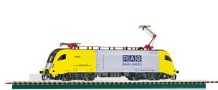 [Lokomotivy] → [Elektrické] → [BR 182 Taurus] → 47418: elektrická lokomotiva žlutá-stříbrná s logem RAG