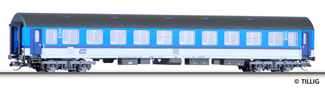 [Osobní vozy] → [Rychlíkové] → [typ Y] → 16664: rychlíkový vůz modrý-bílý v barevném chematu „Najbrt“ 2. tř. s oddílem na kola