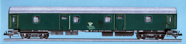 [Osobní vozy] → [Rychlíkové] → [typ Y] → 545/82: poštovní vůz zelený s šedou střechou
