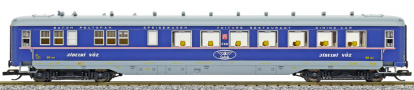 [Osobní vozy] → [Rychlíkové] → [typ 38] → 502229: jídelní vůz modrý s šedou střechou s logem „ČEDOK“