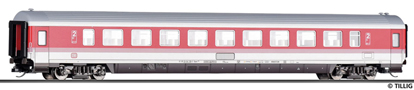 [Osobní vozy] → [Rychlíkové] → [typ m v barvách IC-původní] → 16516: rychlíkový vůz červený-bílý s šedou střechou 2 tř.