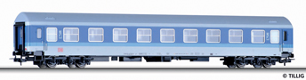 [Osobní vozy] → [Rychlíkové] → [typ m v barvách InterRegio] → 16666 E: modrý-bílý s šedou střechou 1. tř.