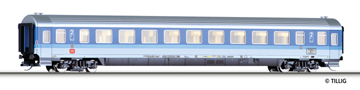 [Osobní vozy] → [Rychlíkové] → [typ m v barvách InterRegio] → 16507: modrý-bílý s šedou střechou 2.tř.