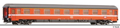 [Osobní vozy] → [Rychlíkové] → [typ Eurofima] → 13542: oranžový s bílým proužkem a hnědou střechou 1. tř.