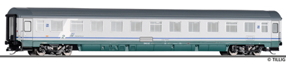 [Osobní vozy] → [Rychlíkové] → [typ Eurofima] → 16251: rychlíkový vůz bílý-zelený s šedou střechou 2.tř.