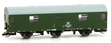 [Osobní vozy] → [Spěšné a osobní] → [2-osé a 3-osé rekonstruované] → 42354: rekonstruovaný poštovní vůz zelený s šedou střechou