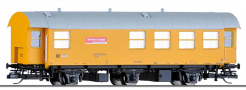 [Osobní vozy] → [Spěšné a osobní] → [2-osé a 3-osé rekonstruované] → 502607: obytný vůz do pracovního vlaku žlutý s šedou střechou