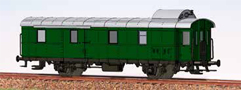[Osobní vozy] → [Spěšné a osobní] → [2-osé průchozí typ Bi/Ci] → 53000: zelený se stříbrnou střechou zavazadlový vůz