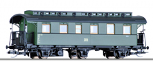 [Osobní vozy] → [Spěšné a osobní] → [3-osé pruské] → 01727: osobní vůz zelený s černou střechou 2. tř.
