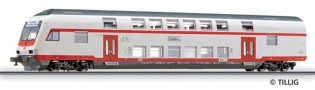 [Osobní vozy] → [Patrové] → [4-osé] → 13804: červený-bílý s šedou střechou řidící vůz „RAB“