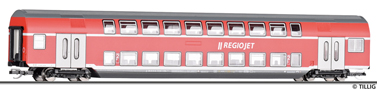 [Osobní vozy] → [Patrové] → [4-osé] → 16799: patrový vůz červený s logem „REGIOJET“ 2. tř.