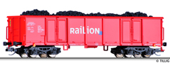 [Nákladní vozy] → [Otevřené] → [4-osé Eas] → 501609: červený „Railion” s nákladem uhlí
