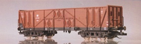 [Nákladní vozy] → [Otevřené] → [4-osé LOWA] → 65301: vysokostěnný nákladní vůz červenohnědý, černý rám a podvozky