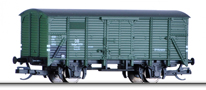 [Nákladní vozy] → [Kryté] → [2-osé s nízkou střechou] → 01664: krytý nákladní vůz zelený s tmavě šedou střechou do stavebního vlaku „Bauzug“