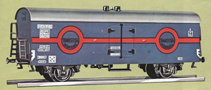 [Nákladní vozy] → [Kryté] → [2-osé chladicí, pivní a reklamní] → 4341: chladící vůz tmavě modrý se stříbrnou střechou „Transfesa Interfrigo“
