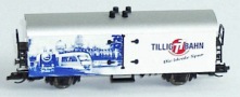 [Nákladní vozy] → [Kryté] → [2-osé chladicí, pivní a reklamní] → 500940: bílý se stříbrnou střechou, vánoční Tillig 2009