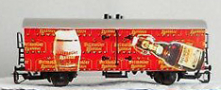 [Nákladní vozy] → [Kryté] → [2-osé chladicí, pivní a reklamní] → 500440: nákladní chladící vůz červený se stříbrnou střechou s potiskem „Detmolder Landbier“