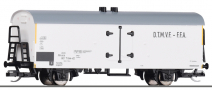 [Nákladní vozy] → [Kryté] → [2-osé chladicí, pivní a reklamní] → 01050 E: nákladní chladící vůz bílý s šedou střechou „Train Militaire Francais de Berlin 3“