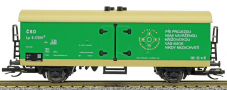 [Nákladní vozy] → [Kryté] → [2-osé chladicí, pivní a reklamní] → : nákladní chladící vůz zelený s krémovou střechou „AMOK“